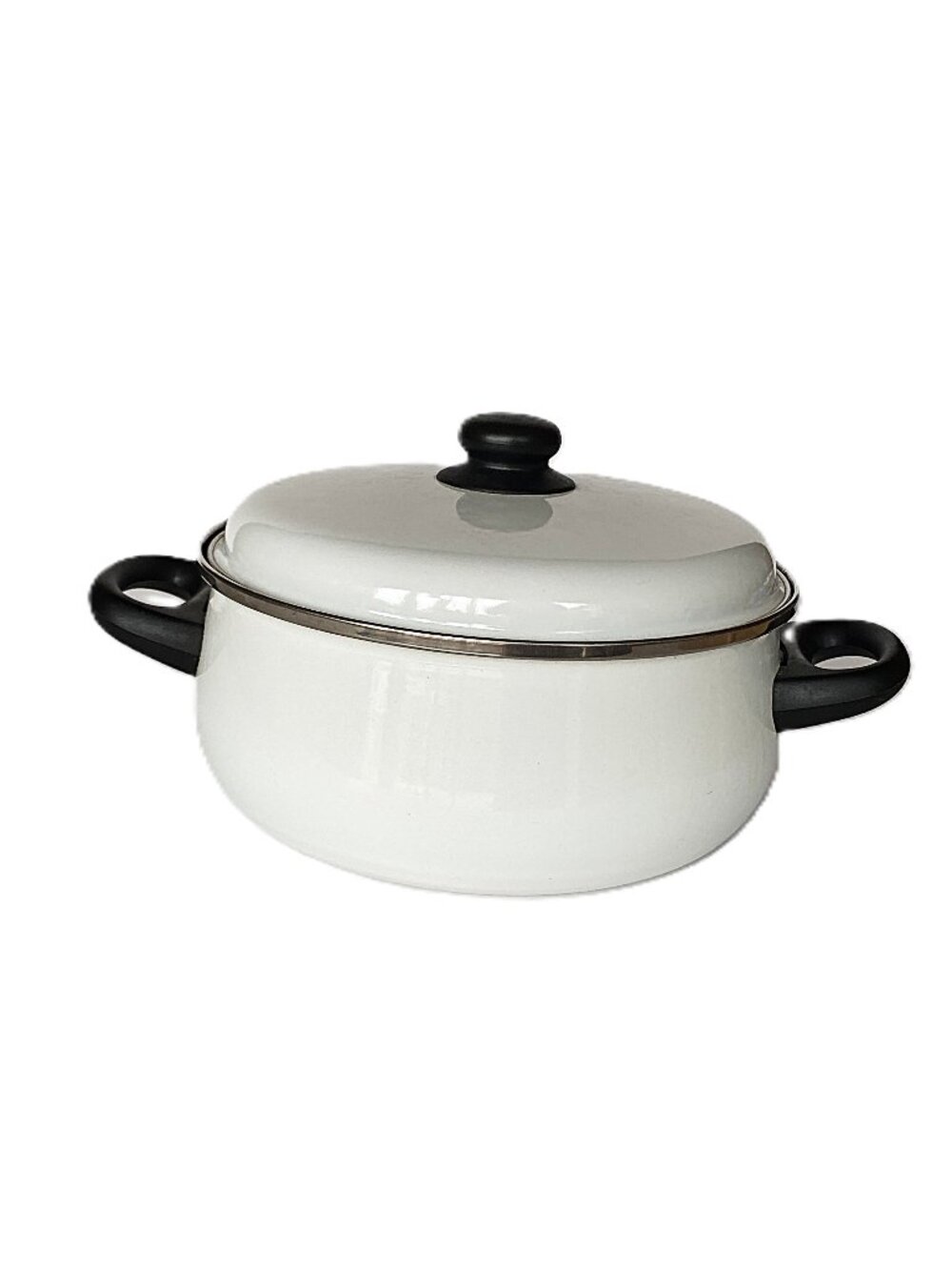 MEGAWARE Enamel Coated  Pot W/Lid 4.8 L, 5.5 Qt White Made In Spain